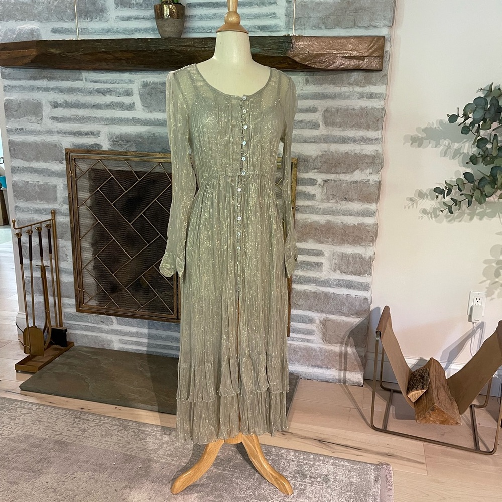 Tan and good thread sheer Free People dress with half slip included